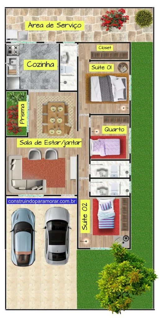 Plantas de casas com 3 quartos (1)